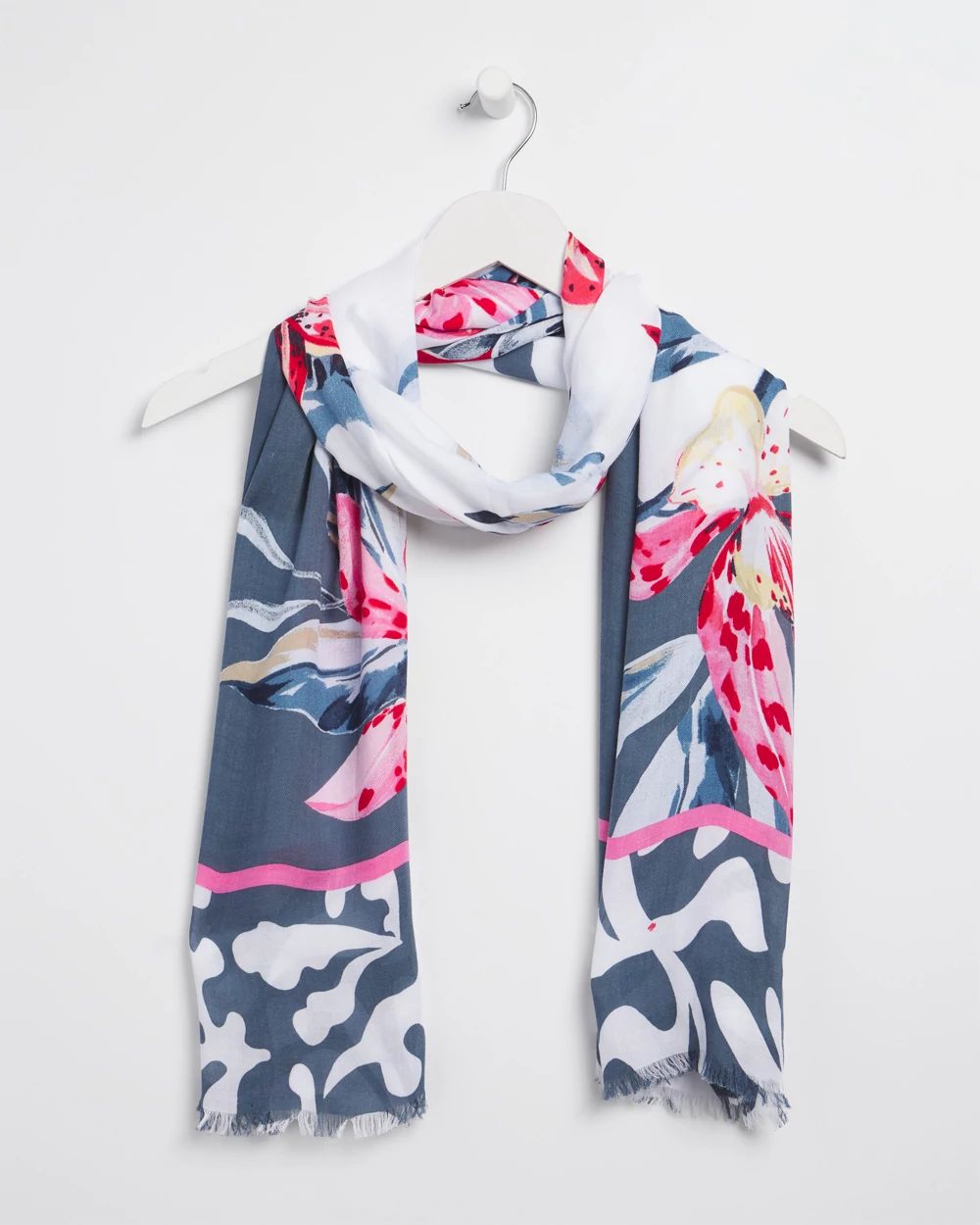 Silk Blend Floral Oblong Scarf