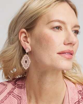 Pink Filigree Drop Earrings