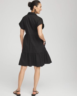 Poplin Diagonal Button Front Dress