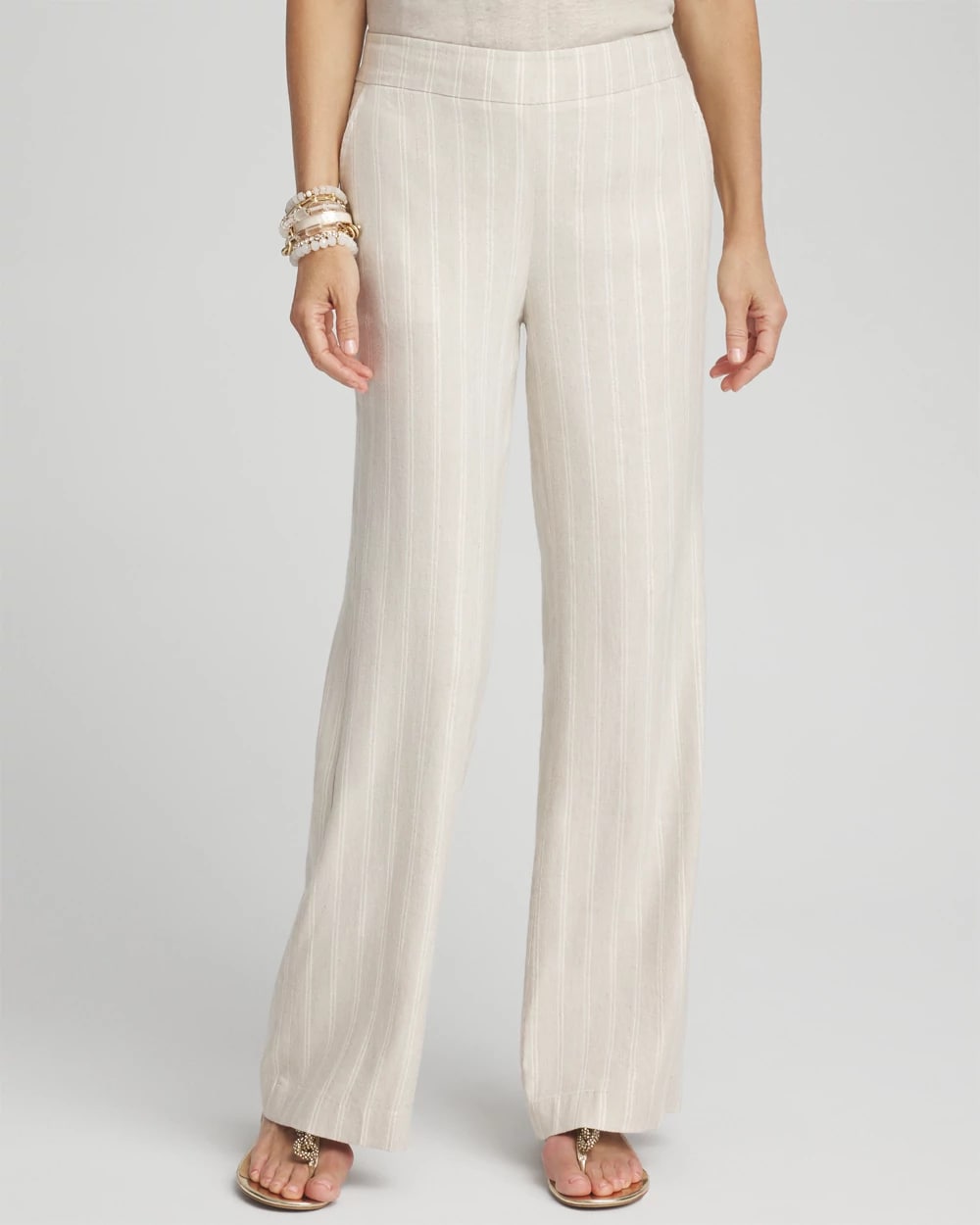 Linen Blend Stripe Flare Leg Pants, photo 1 of 5
