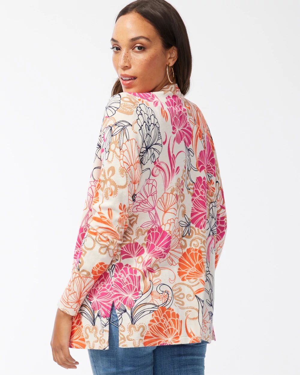 Spun Rayon Warm Floral Cardigan