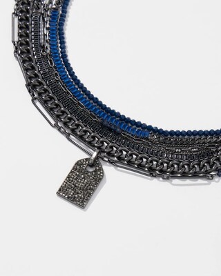 Blue Beads Short Necklace