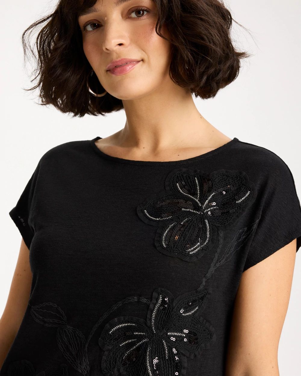 Linen Embellished Sequin Tunic click to view larger image.