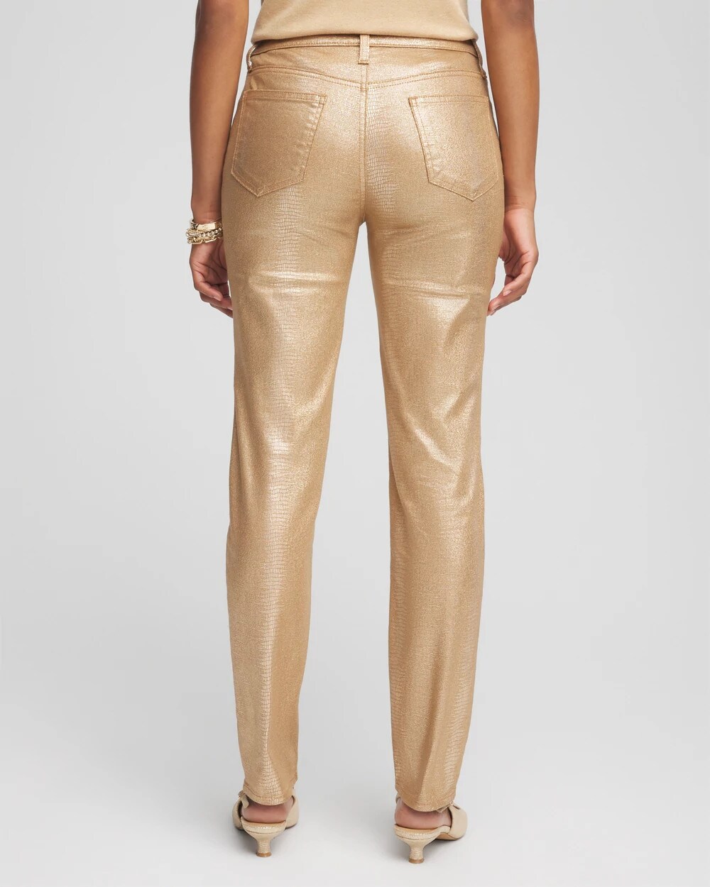 Girlfriend Coated Animal Print Jeans