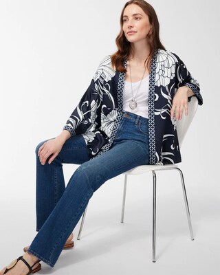 Contrast Border Short Kimono