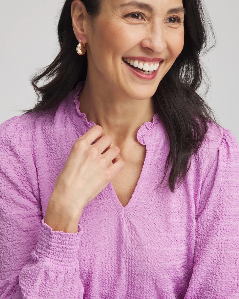 Smocked Long-Sleeved Tee