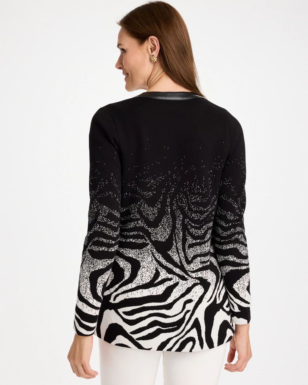 Ombre Animal Faux Leather-Trim Coatigan click to view larger image.