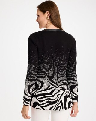Ombre Animal Faux Leather-Trim Coatigan click to view larger image.