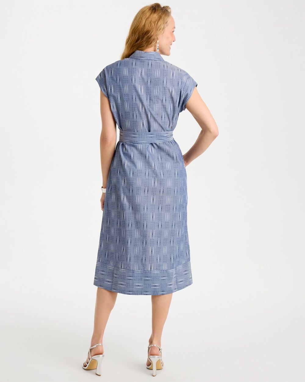 Clip Jacquard Denim Shirtdress