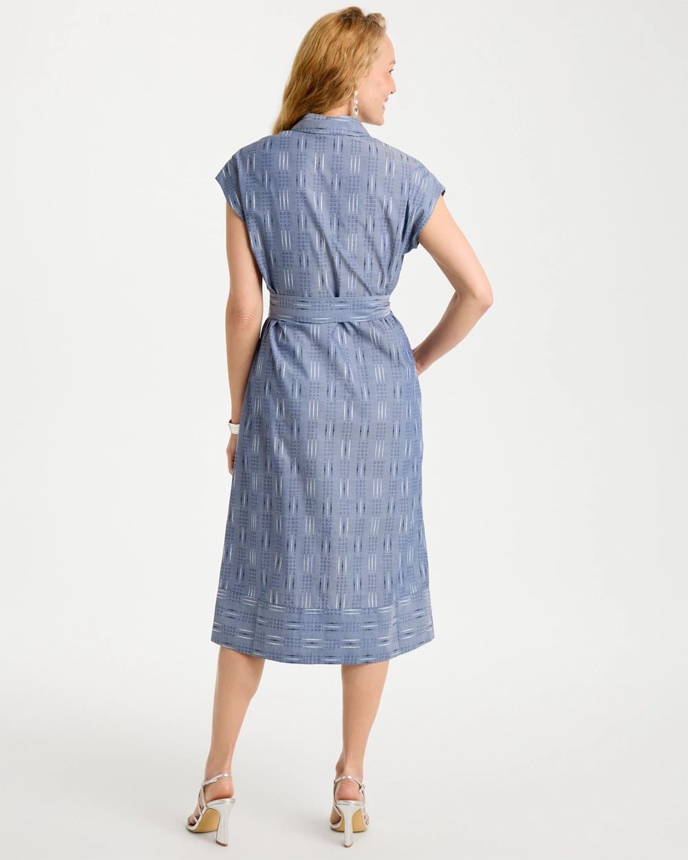 Clip Jacquard Denim Shirtdress click to view larger image.