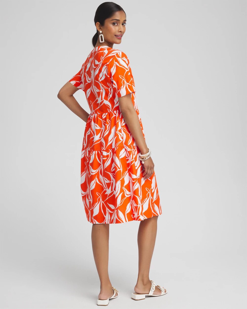 Poplin Leaf Print Dress