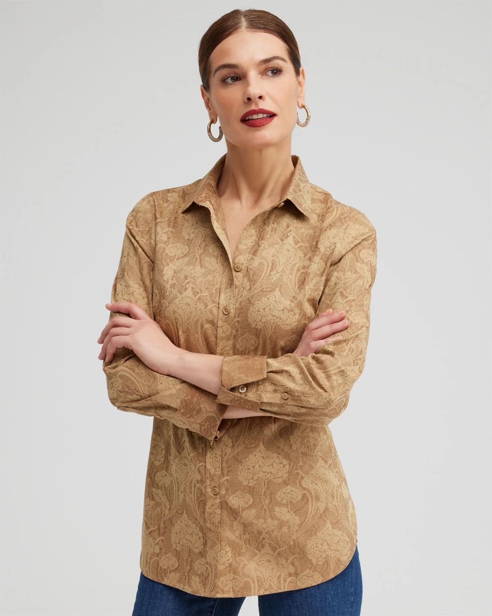 No Iron Stretch Golden Lotus Shirt