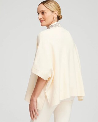 Embellished Placket Sweater Ruana
