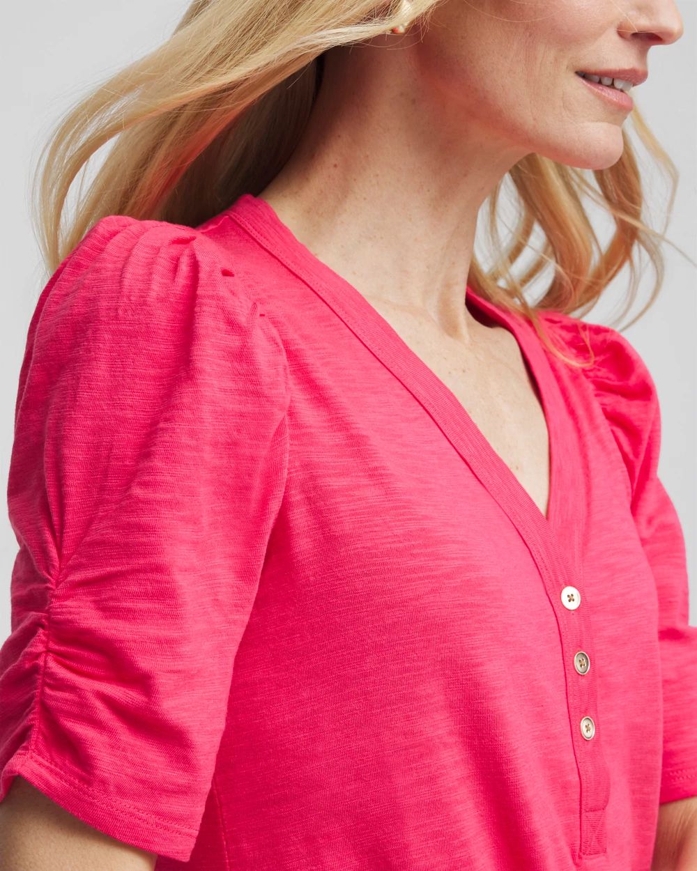 Slub Split Neck Henley Tee