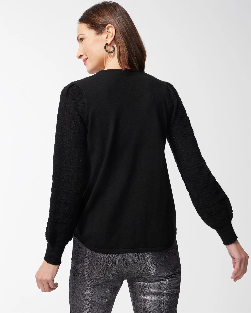 Crochet Sleeve Pullover Sweater