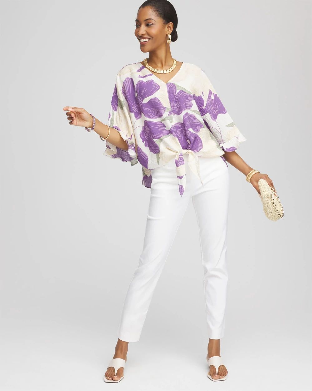 Ecovero™ Tie-Front Frill Sleeve Blouse