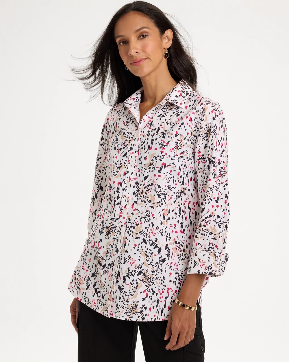 No Iron™ Stretch Pompeii Sway Print Shirt