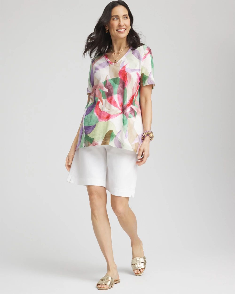 Floral Short Sleeve Forward-Seam Tee