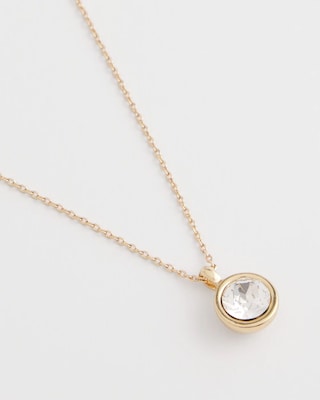 Bezel Set Pendant Goldtone Necklace click to view larger image.