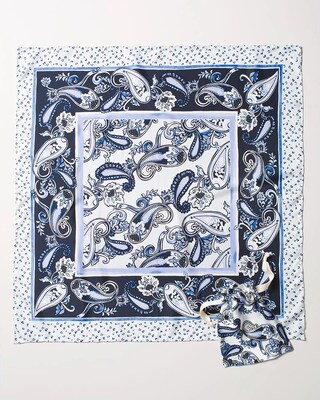 Silk Paisley-Print Scarf with Bag