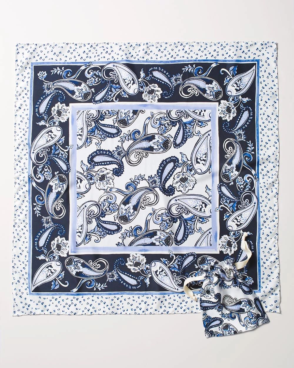 Silk Paisley-Print Scarf with Bag
