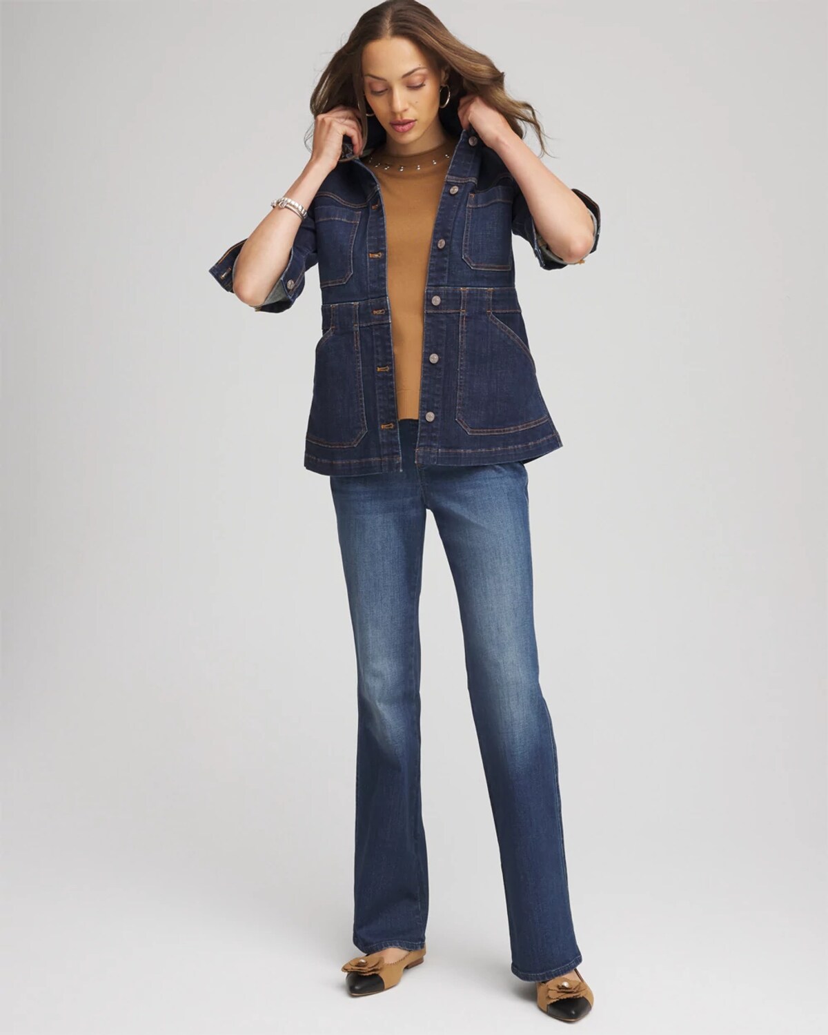 Chico's Denim Field Jacket In Morning Star Indigo
