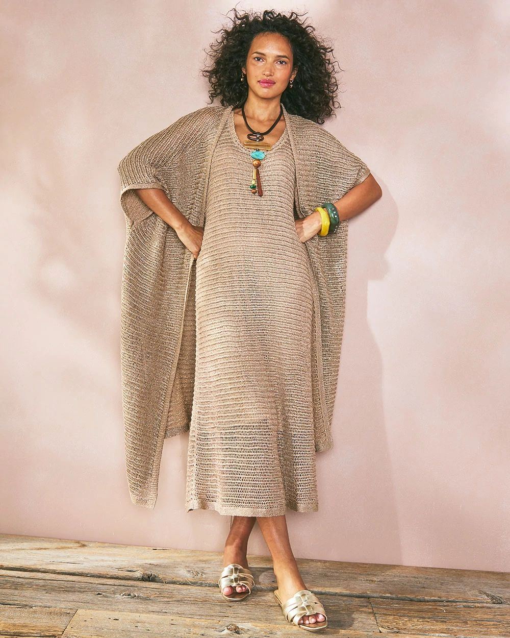 Crochet-Knit Sequins Tank Dress