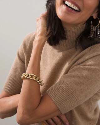 Pave Gold Tone Link Bracelet