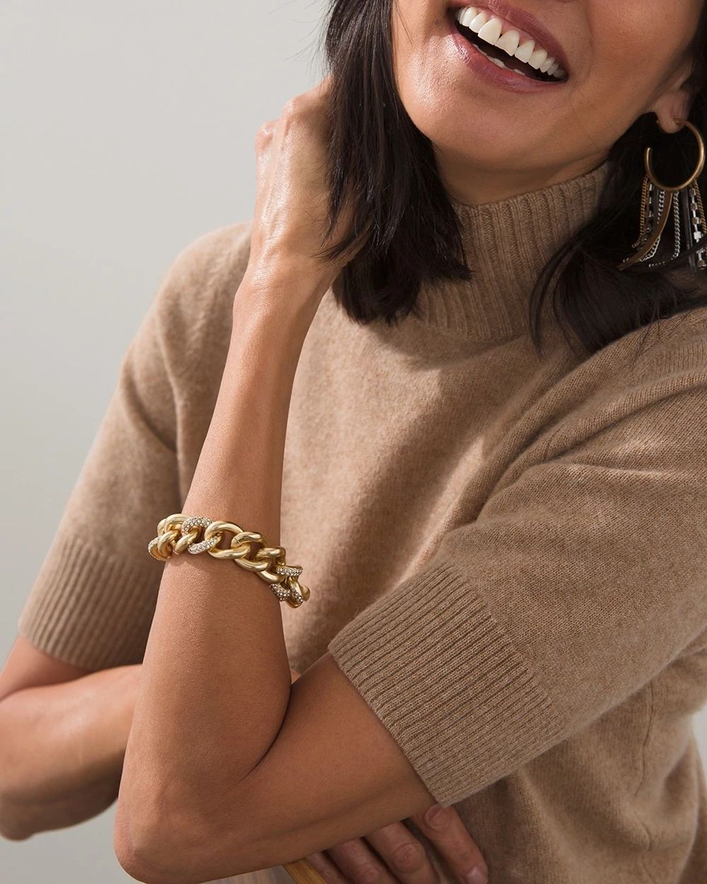 Pave Gold Tone Link Bracelet