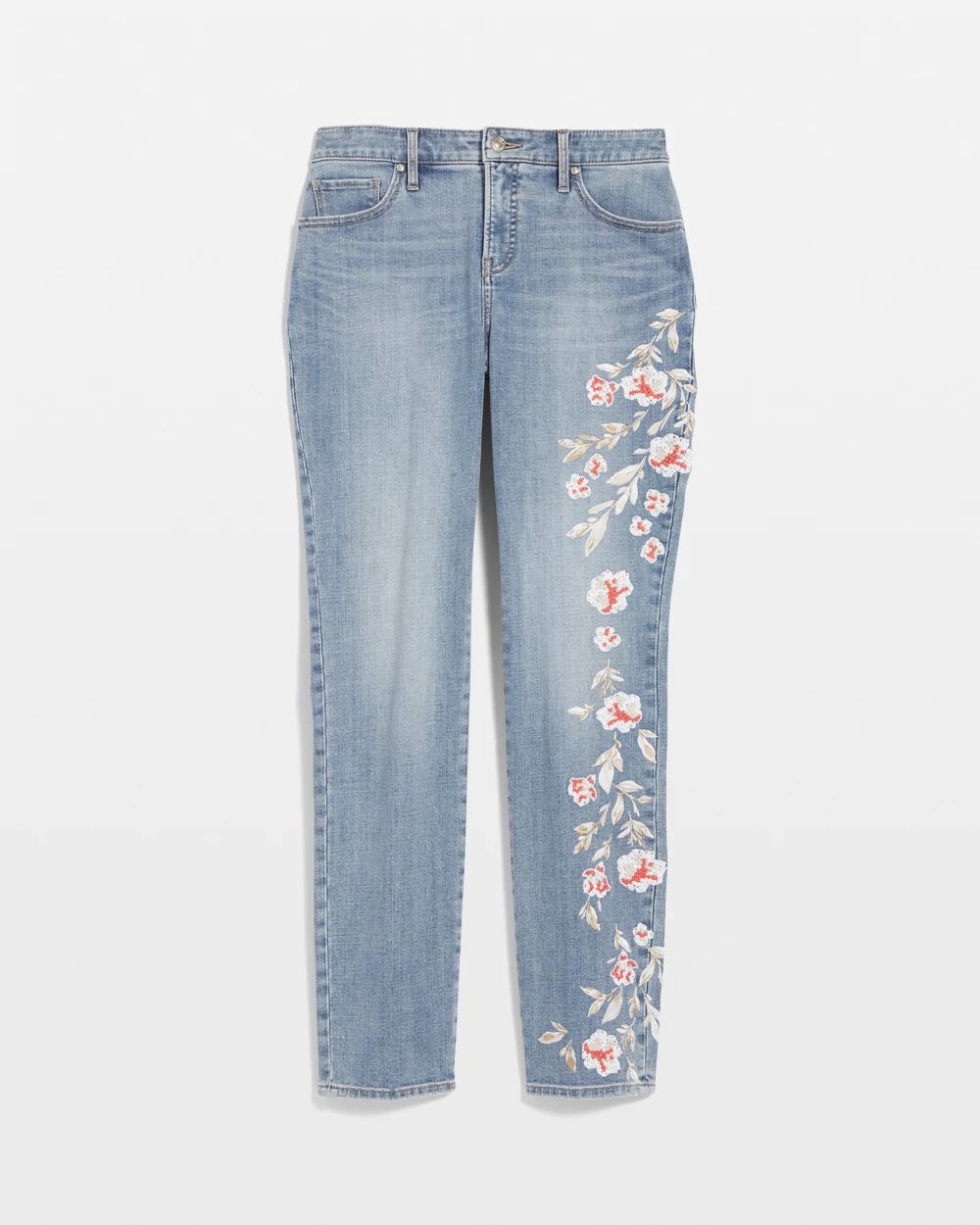 So Slimming® Embroidered Girlfriend Ankle Jeans click to view larger image.