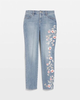 So Slimming® Embroidered Girlfriend Ankle Jeans click to view larger image.