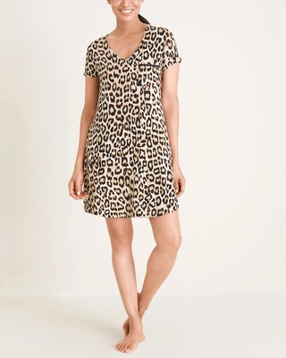 Soma for Chico's Cool Nights Short-Sleeve Animal-Print Sleep Shirt