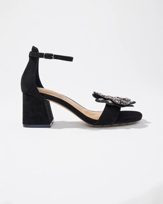 Vegan Suede Embellished Heels