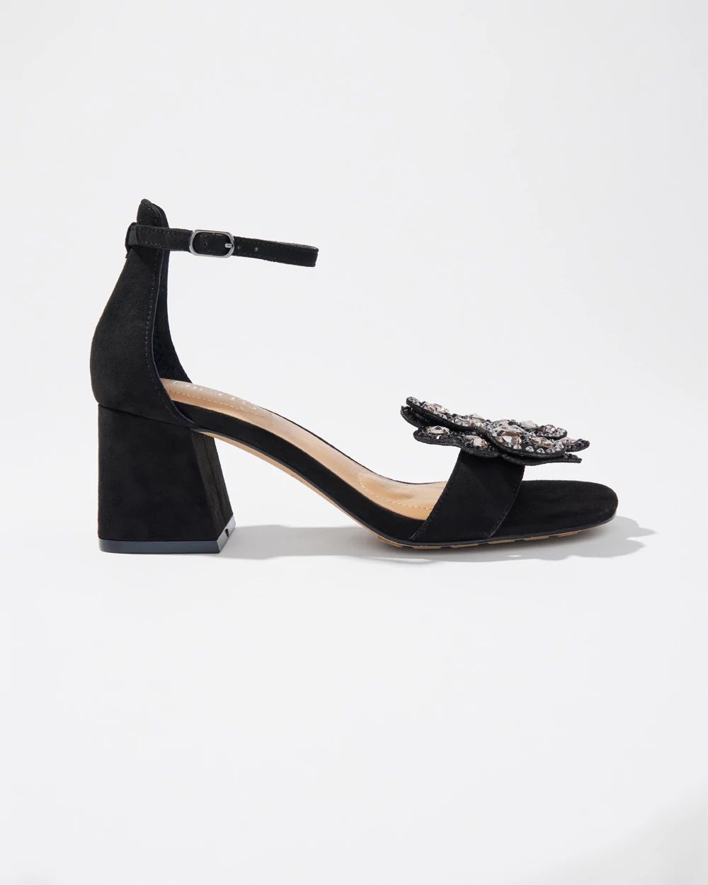 Vegan Suede Embellished Heels