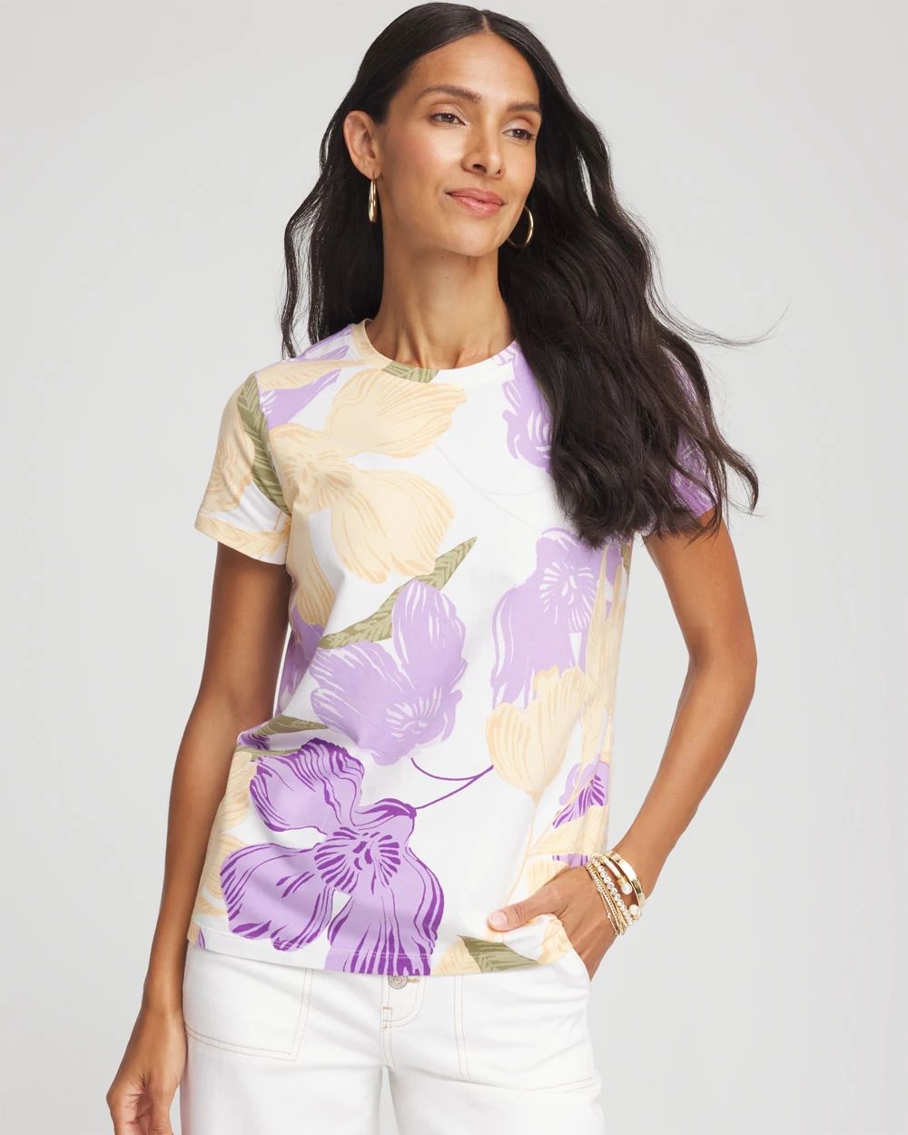 Pastel Floral Cap-Sleeve Tee