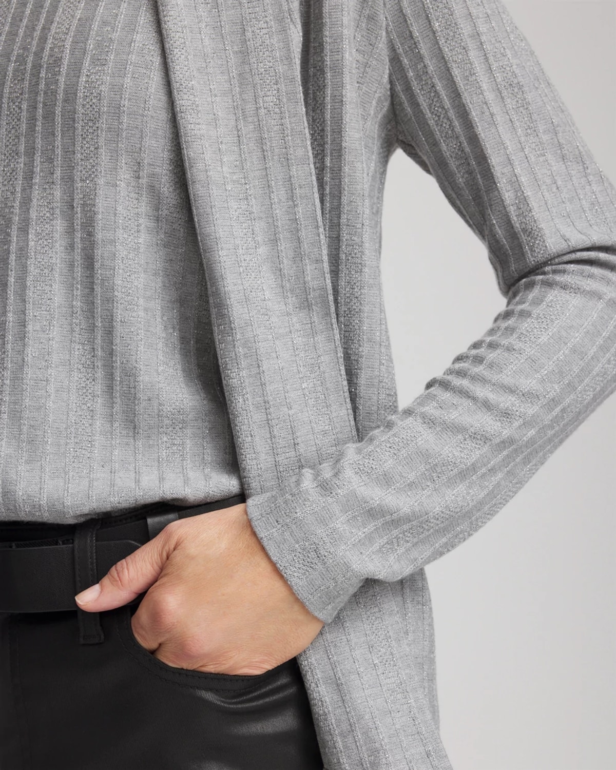 Chico's Cozy Cardigan Sweater Twinset In Fog Heather Gray In Gray