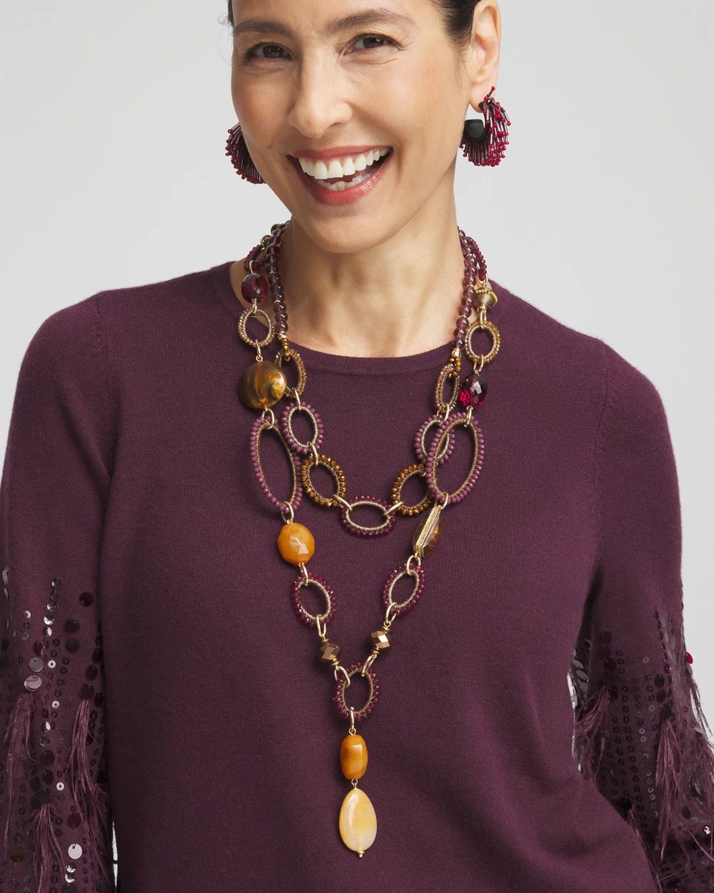 Double Strand Red Bead Necklace