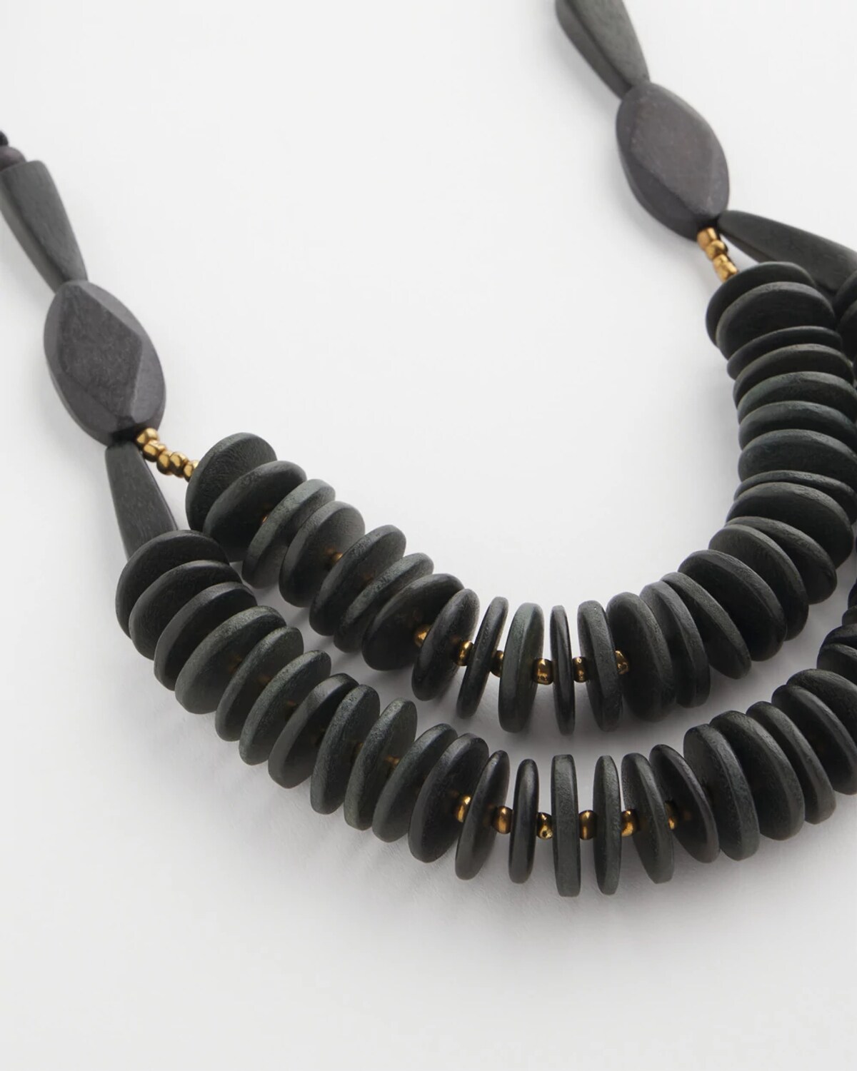 Chico's Sylca X Black Disk Bead Statement Necklace In Black