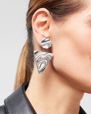 Marble Triangle Clip-on Earrings