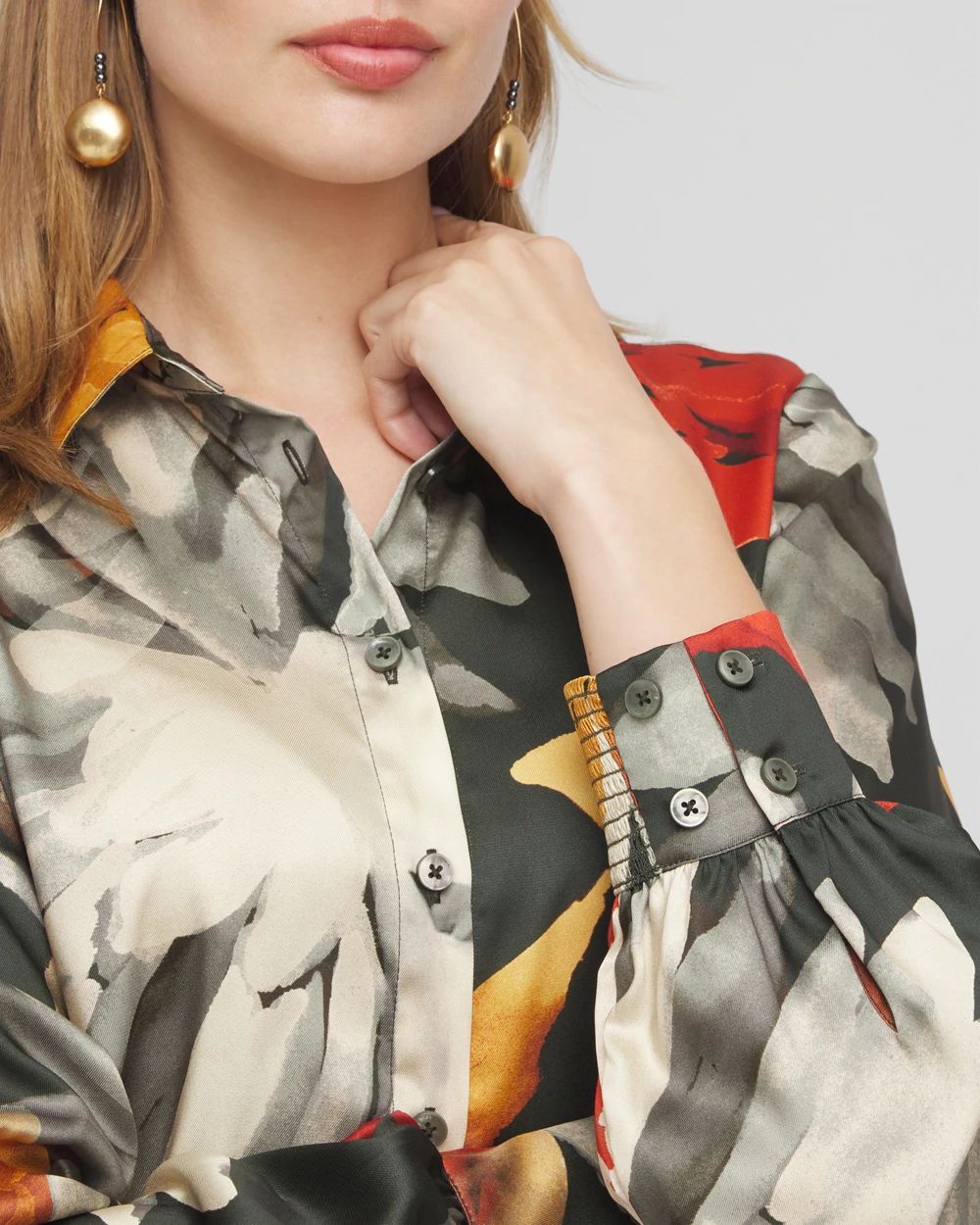 Floral Faux Silk Shirt