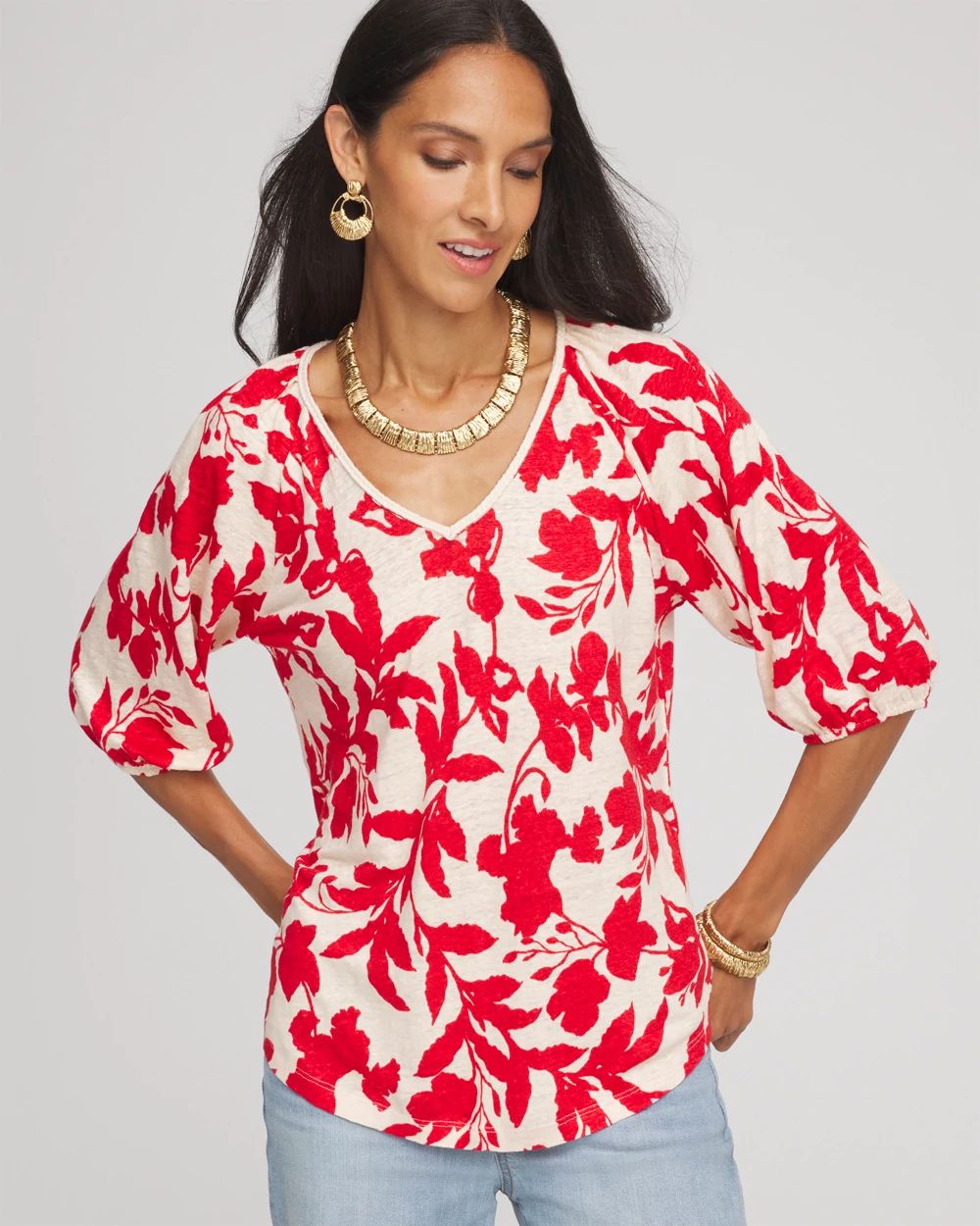 Floral Braided Linen Top