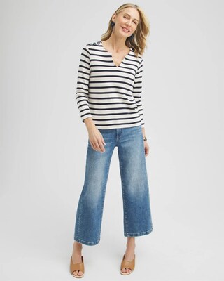 Striped Notch Neck Top