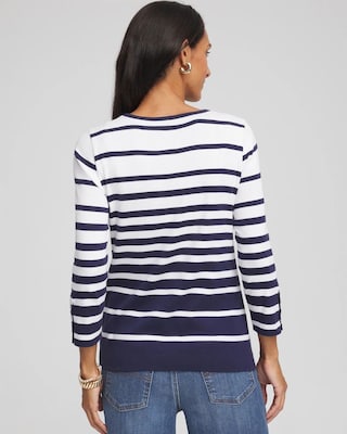 Striped 3/4 Sleeve Perfect Tee click to view larger image.