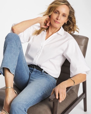 Poplin Billow Sleeve Blouse click to view larger image.