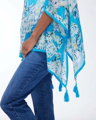Seashell Print Tassel Poncho
