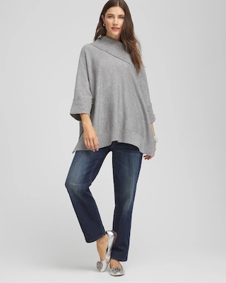 Embellished Sweater Poncho click to view larger image.