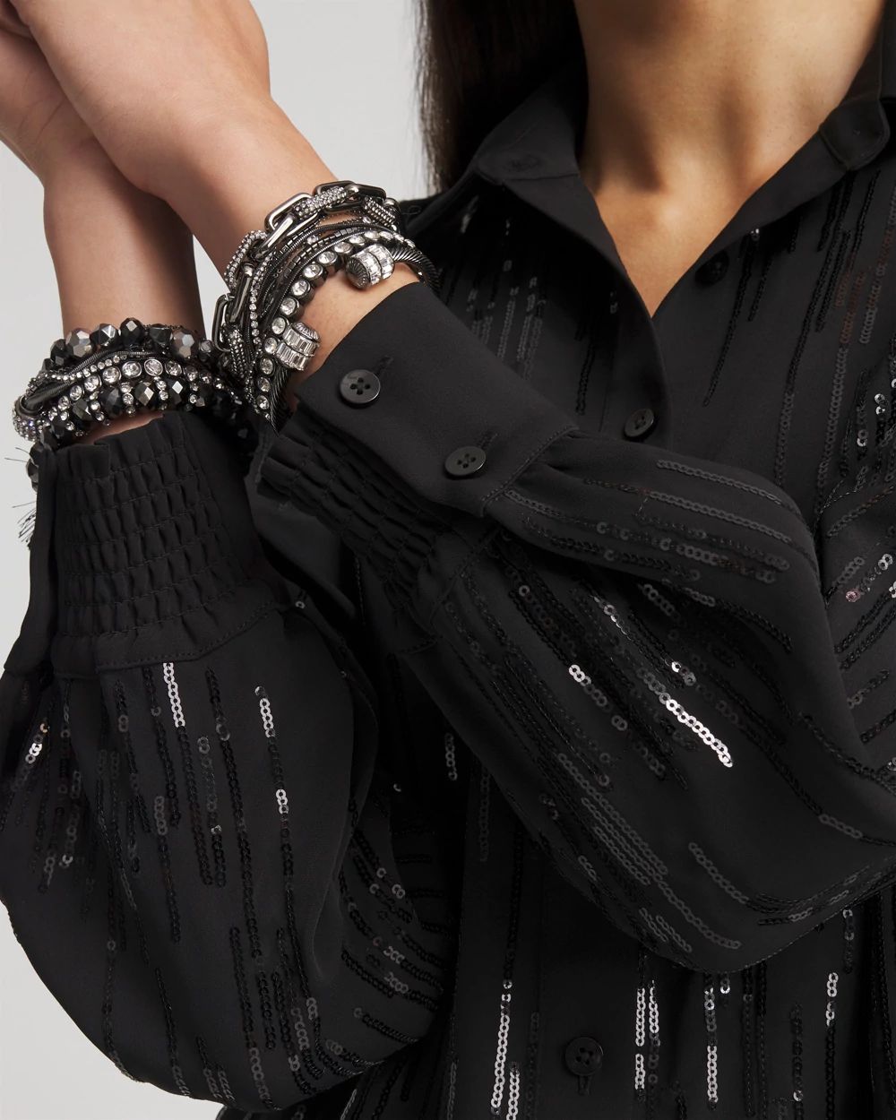 Sequined Satin Shirt