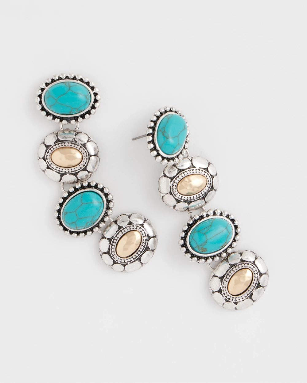 Turquoise Mixed Metal Linear Earrings