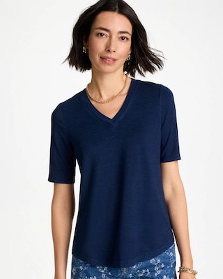 Cotton Slub V-Neck Tee
