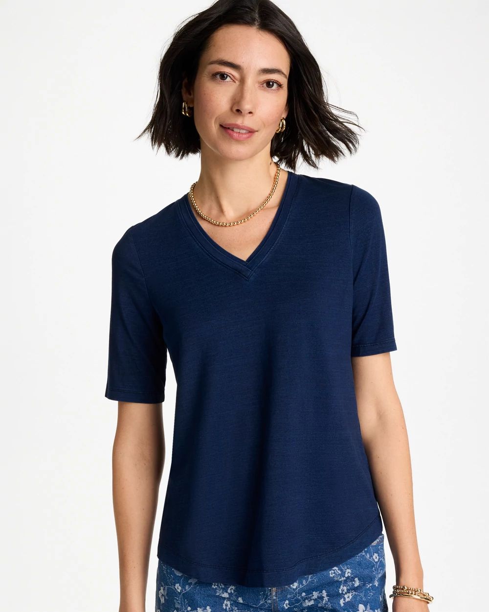 Cotton Slub V-Neck Tee